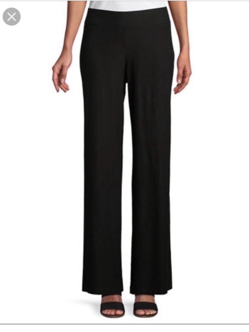 Eileen Fisher black wide leg crepe pants